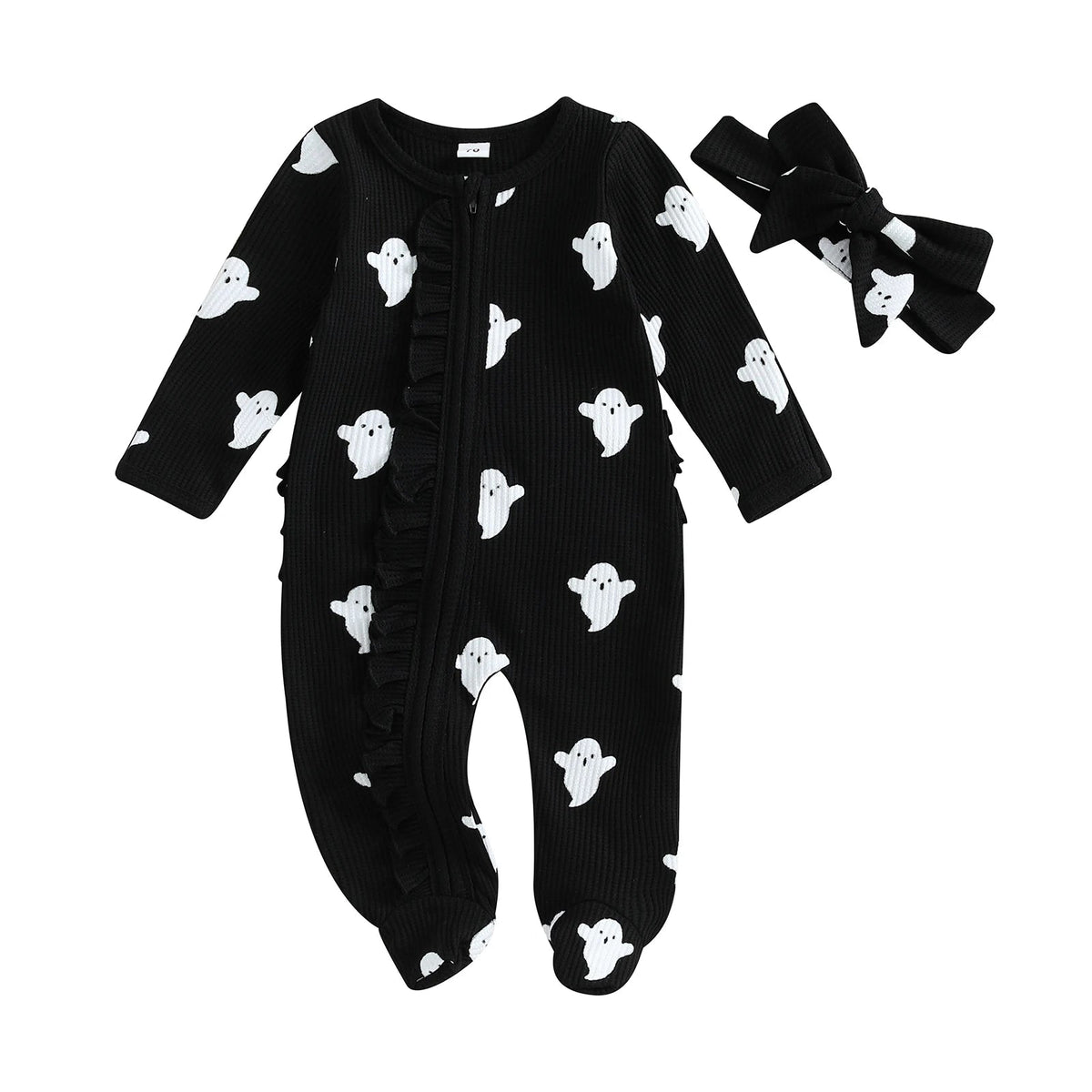 Ghost Ruffles Footie - The Ollie Bee