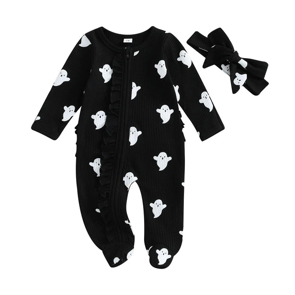 Ghost Ruffles Footie - The Ollie Bee