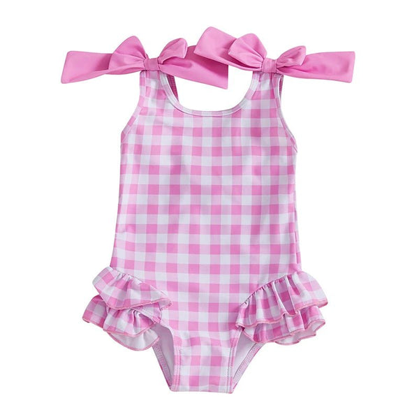 Gingham Bowknot Swimsuit - The Ollie Bee