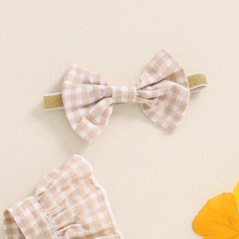 Gingham Ruffle Onesie and Bow - The Ollie Bee