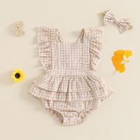 Gingham Ruffle Onesie and Bow - The Ollie Bee