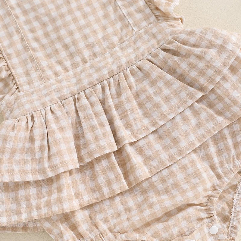 Gingham Ruffle Onesie and Bow - The Ollie Bee