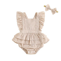 Gingham Ruffle Onesie and Bow - The Ollie Bee