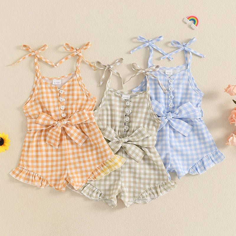 Gingham Ruffle Romper - The Ollie Bee