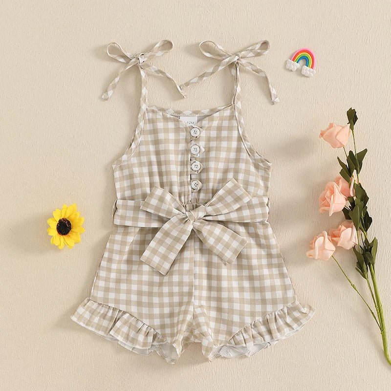 Gingham Ruffle Romper - The Ollie Bee