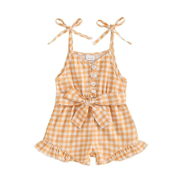 Gingham Ruffle Romper - The Ollie Bee