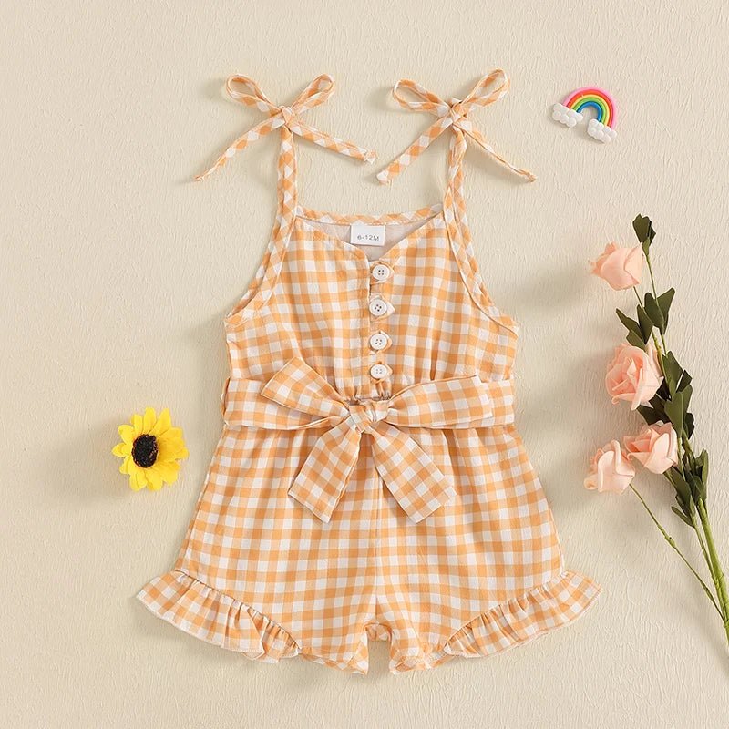Gingham Ruffle Romper - The Ollie Bee