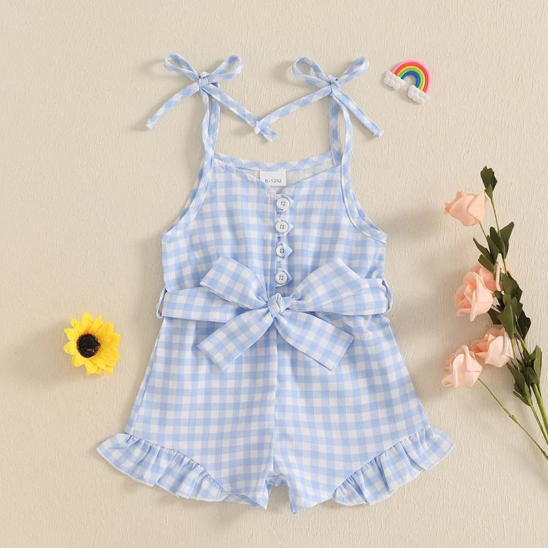 Gingham Ruffle Romper - The Ollie Bee