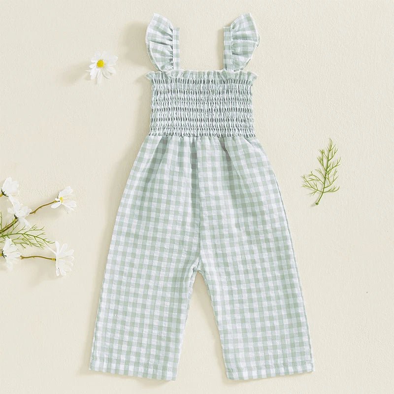 Gingham Smocked Jumpsuit - The Ollie Bee