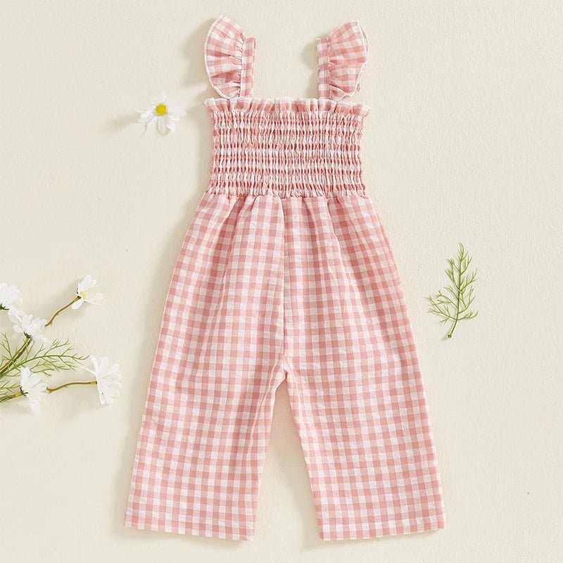 Gingham Smocked Jumpsuit - The Ollie Bee