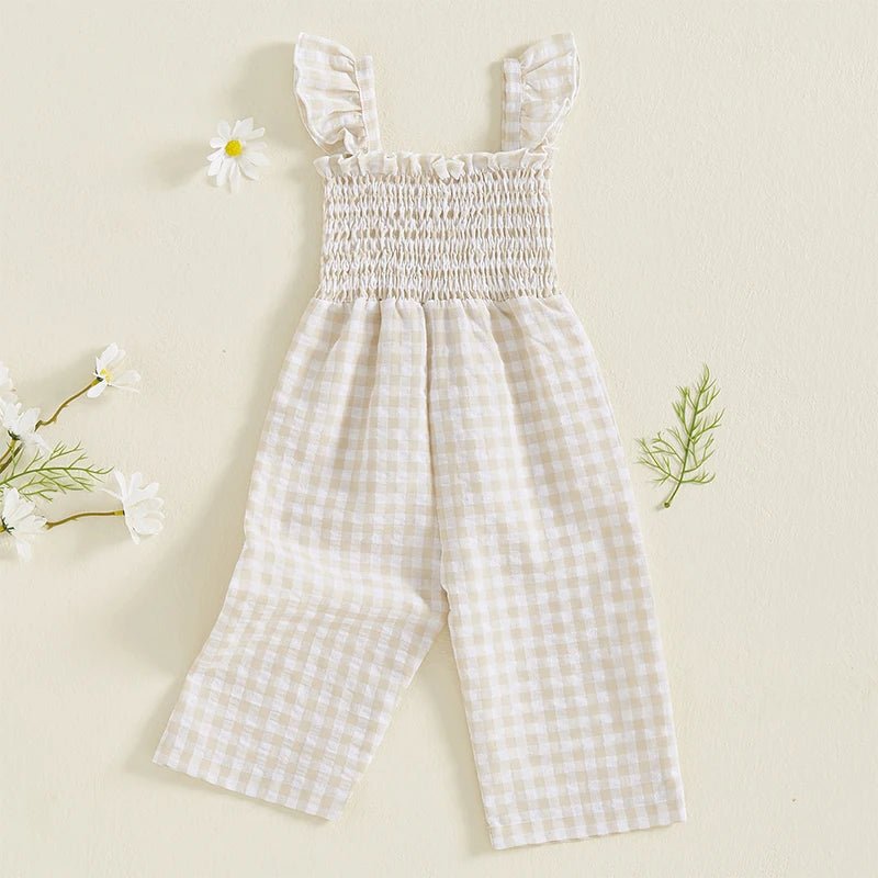 Gingham Smocked Jumpsuit - The Ollie Bee