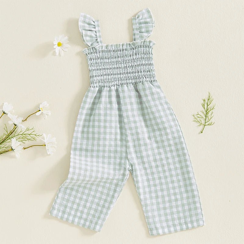 Gingham Smocked Jumpsuit - The Ollie Bee