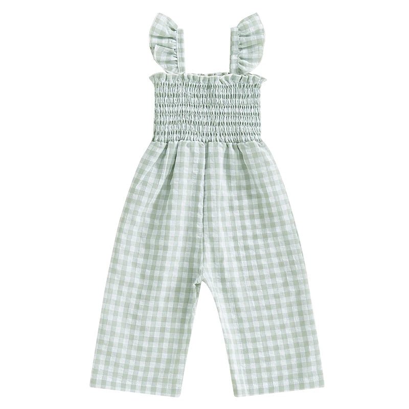 Gingham Smocked Jumpsuit - The Ollie Bee
