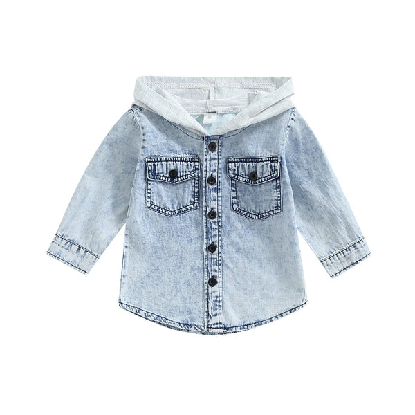 Hooded Denim Overshirt (Fast Ship) - The Ollie Bee
