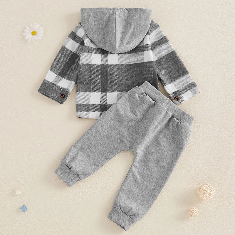 Hooded Flannel Zip Up Set - The Ollie Bee