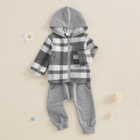 Hooded Flannel Zip Up Set - The Ollie Bee