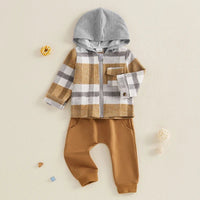 Hooded Flannel Zip Up Set - The Ollie Bee