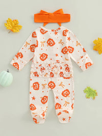 Jack O' Lantern Ruffle Footie - The Ollie Bee