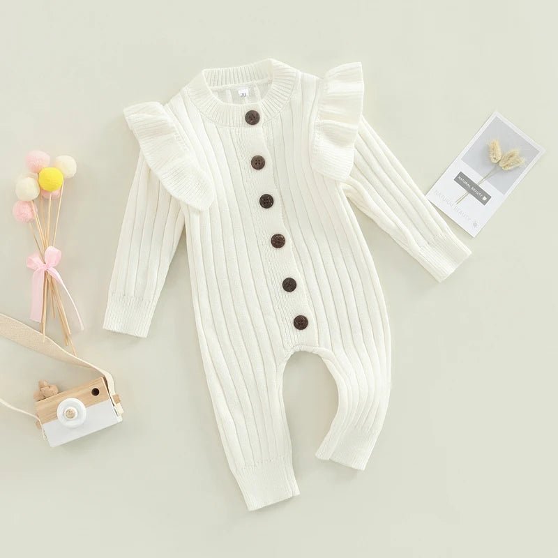 Knit Button Romper - The Ollie Bee