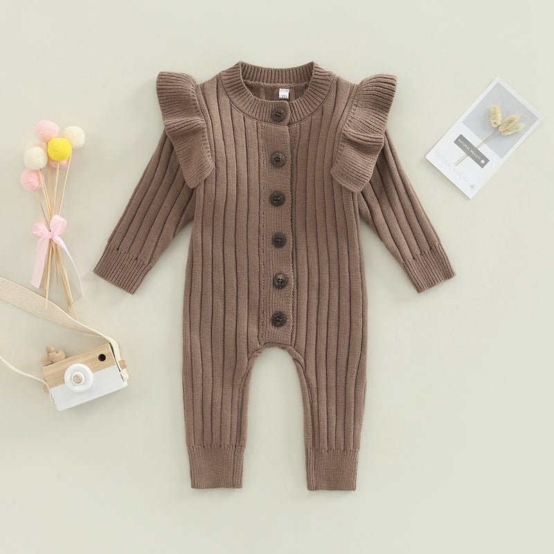 Knit Button Romper - The Ollie Bee