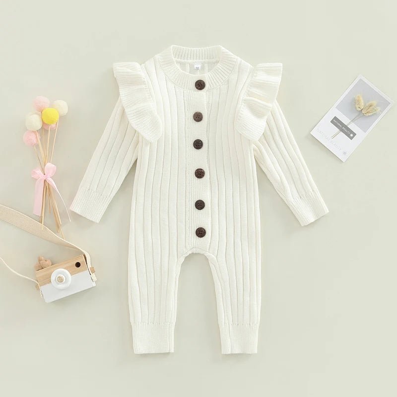 Knit Button Romper - The Ollie Bee