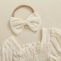 Lantern Sleeve Muslin Romper - The Ollie Bee
