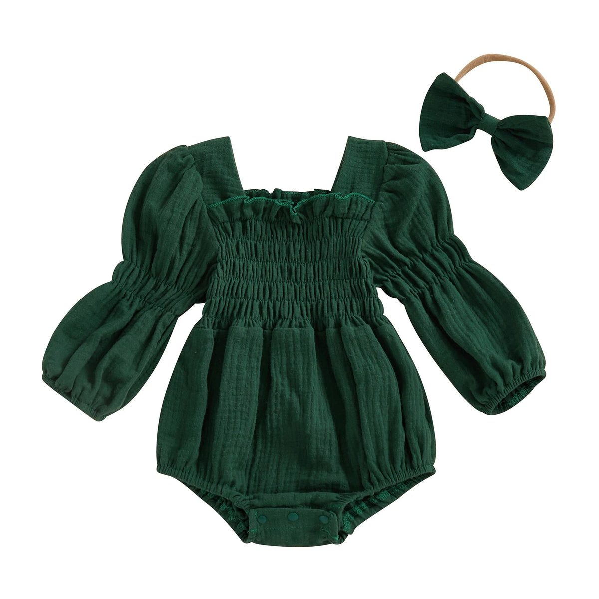 Lantern Sleeve Muslin Romper - The Ollie Bee