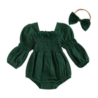 Lantern Sleeve Muslin Romper - The Ollie Bee
