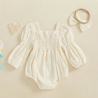 Lantern Sleeve Muslin Romper - The Ollie Bee
