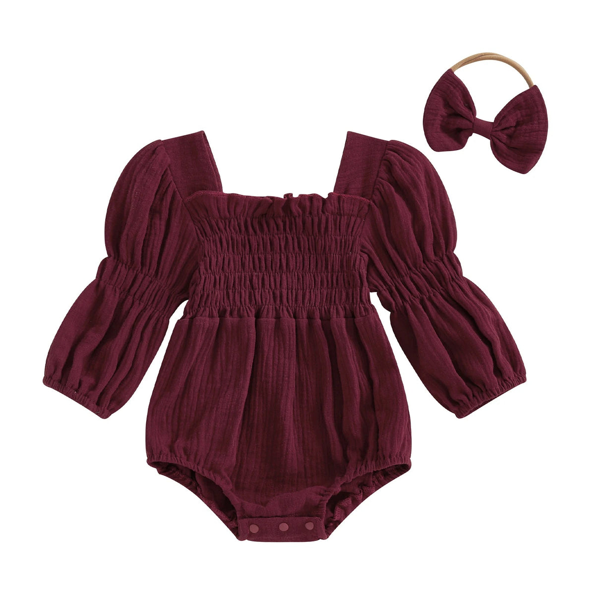 Lantern Sleeve Muslin Romper - The Ollie Bee