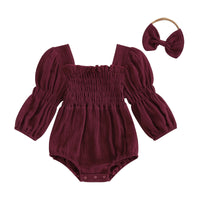 Lantern Sleeve Muslin Romper - The Ollie Bee