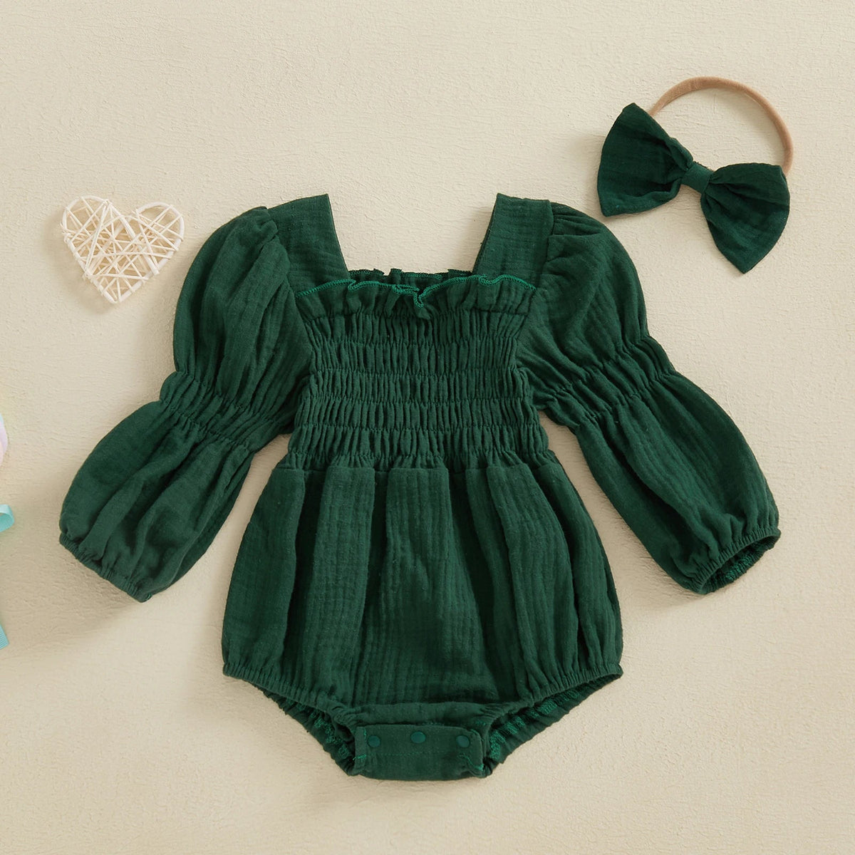 Lantern Sleeve Muslin Romper - The Ollie Bee