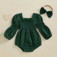 Lantern Sleeve Muslin Romper - The Ollie Bee