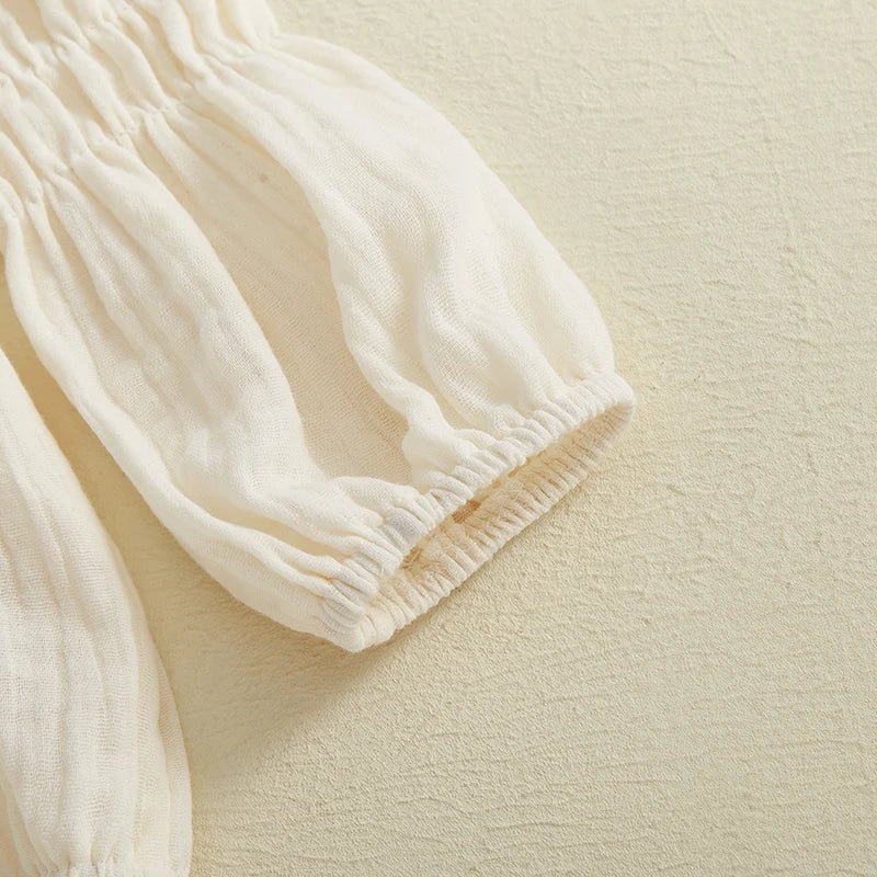 Lantern Sleeve Muslin Romper - The Ollie Bee