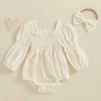 Lantern Sleeve Muslin Romper - The Ollie Bee