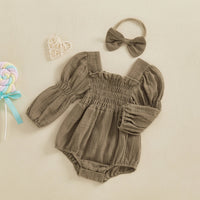 Lantern Sleeve Muslin Romper - The Ollie Bee