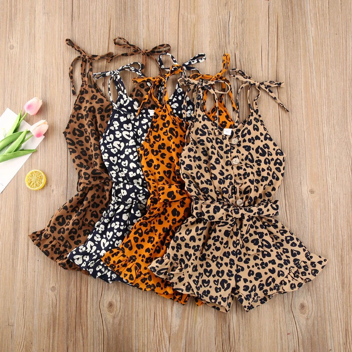 Leopard Ruffle Romper - The Ollie Bee