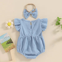 Muslin Ruched Onesie and Bow - The Ollie Bee
