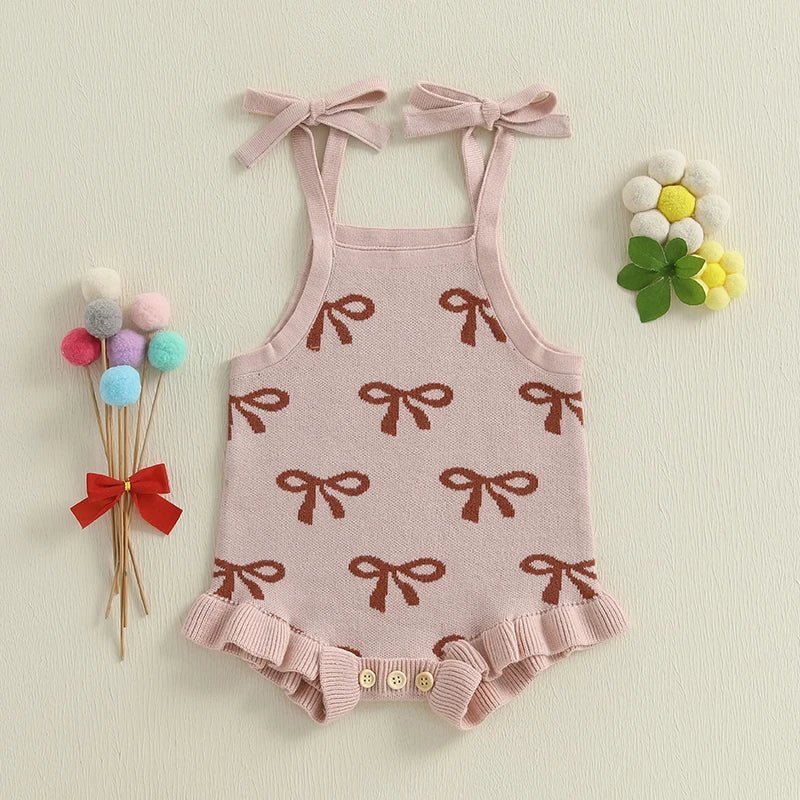 Neutral Bows Knit Romper - The Ollie Bee