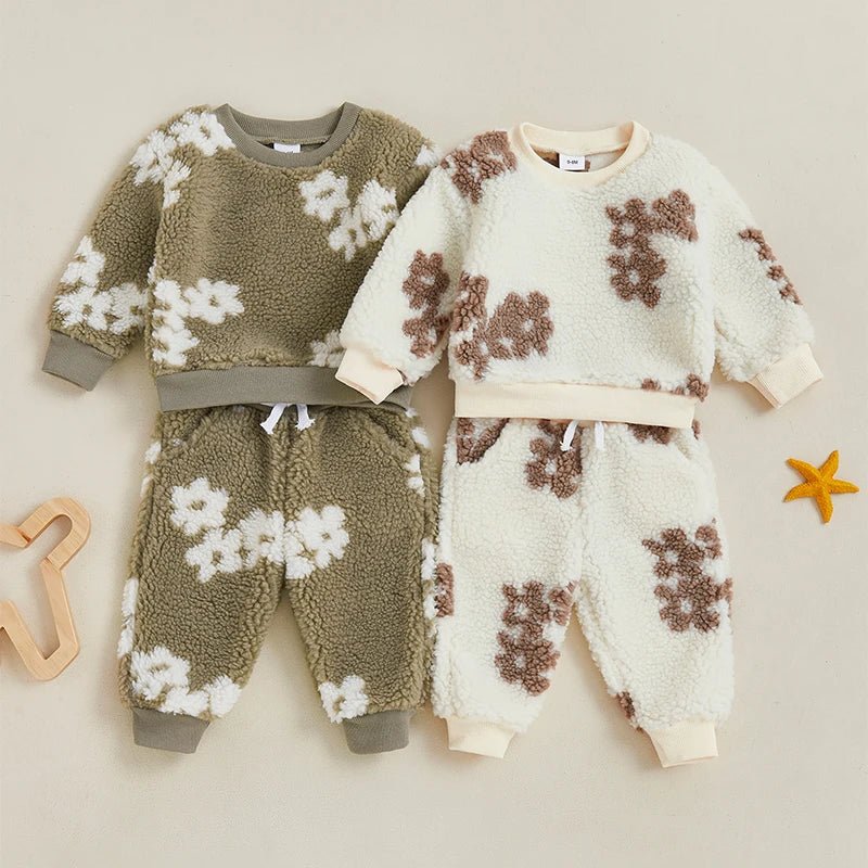 Neutral Florals Fleece Set - The Ollie Bee