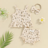 Olive Flower Peplum Set - The Ollie Bee