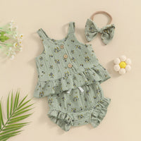 Olive Flower Peplum Set - The Ollie Bee