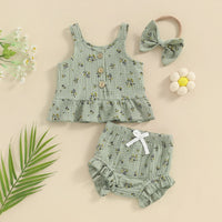 Olive Flower Peplum Set - The Ollie Bee
