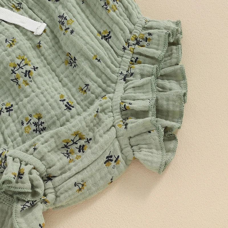 Olive Flower Peplum Set - The Ollie Bee