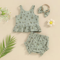 Olive Flower Peplum Set - The Ollie Bee