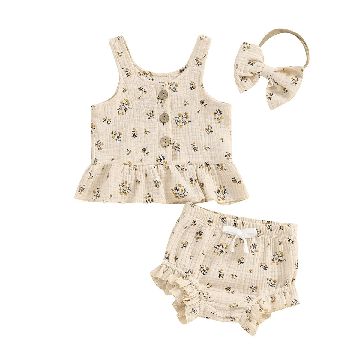 Olive Flower Peplum Set - The Ollie Bee