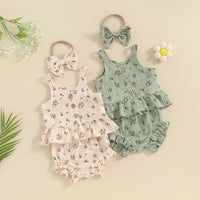 Olive Flower Peplum Set - The Ollie Bee