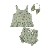 Olive Flower Peplum Set - The Ollie Bee