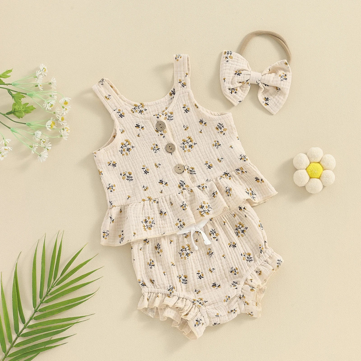 Olive Flower Peplum Set - The Ollie Bee