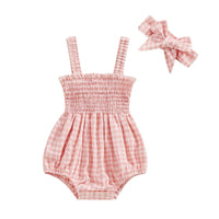 Pastel Gingham Onesie and Bow - The Ollie Bee